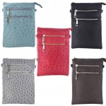 9040B - 5 PIECE OSTRICH CROSSBODY MESSENGER BAG (5 COLORS)